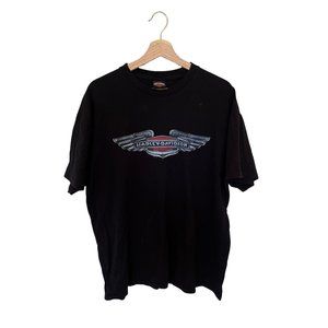Black T-Shirt Harley Davidson Harley-Davidson Men's Size XL Sleeve Short Mens Wi